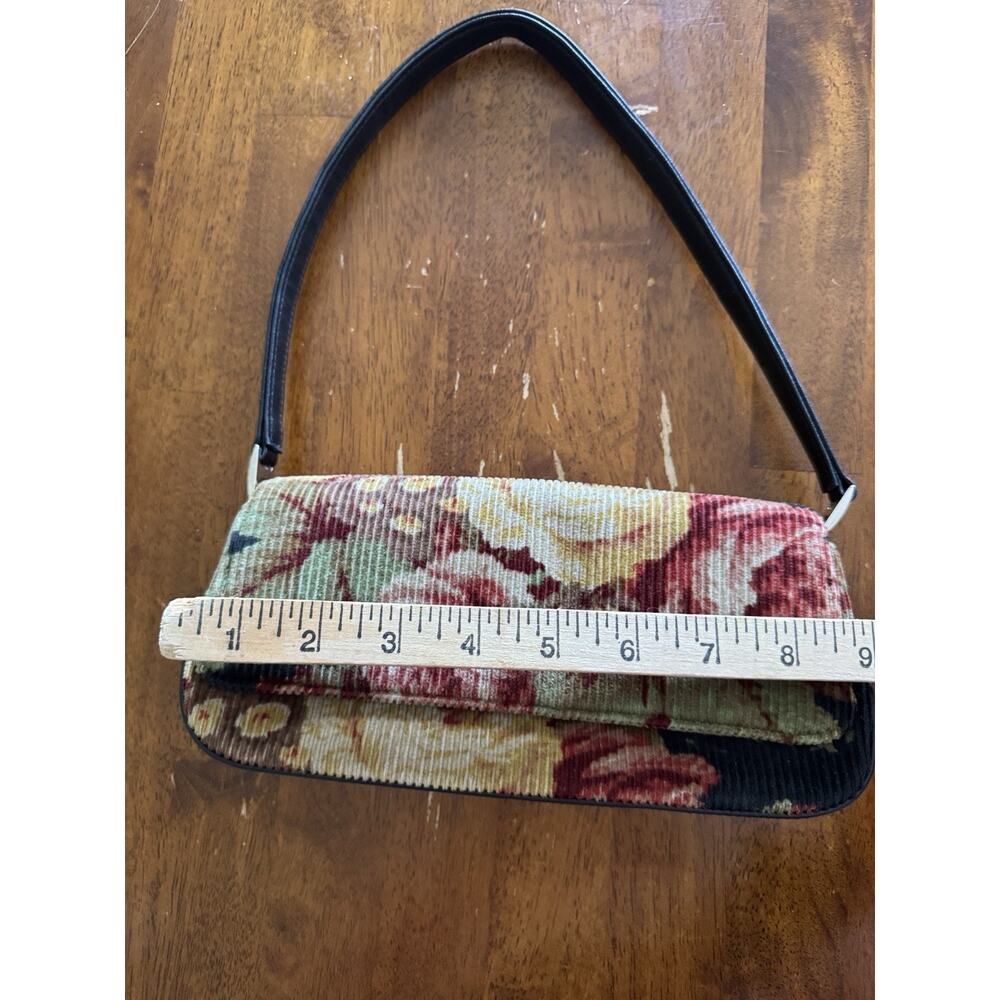 Vintage Y2K Liz Claiborne Floral Tapestry Corduroy Shoulder Bag Cottagecore - Picture 6 of 8